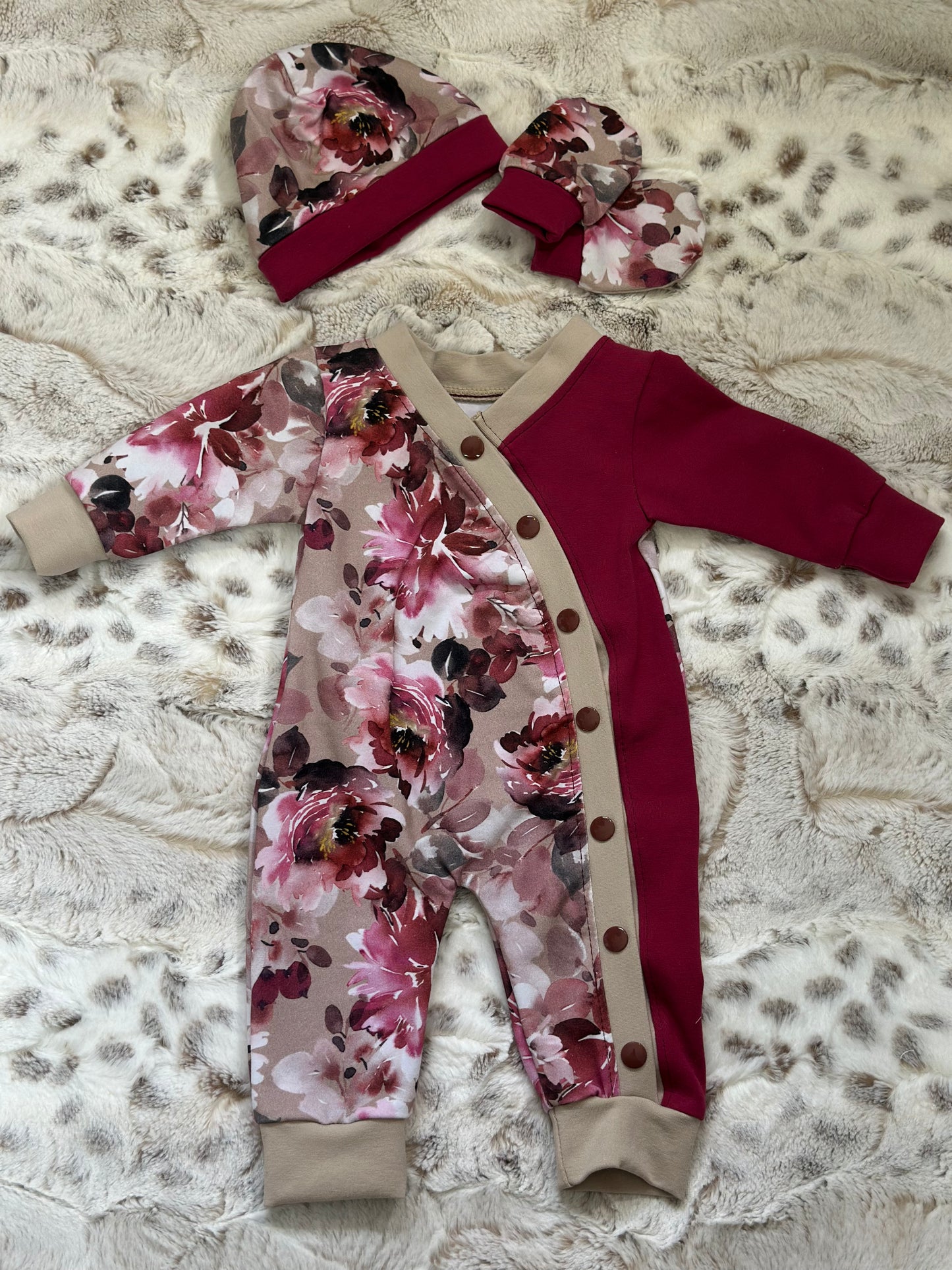 Ensemble romper NB fleuri Bourgogne
