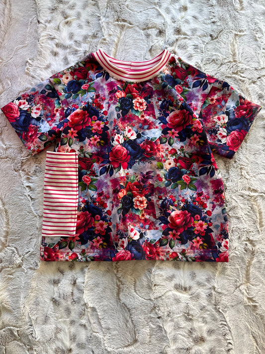 T-shirt oversized et sa petite pochette fleuris 3T