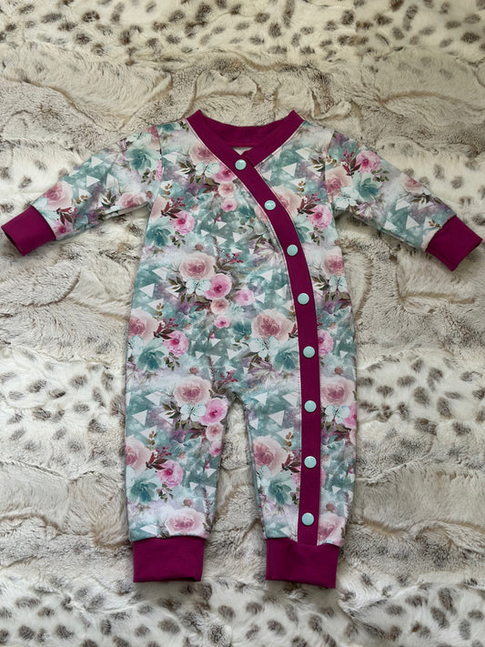 Romper 3M fleuri fushia