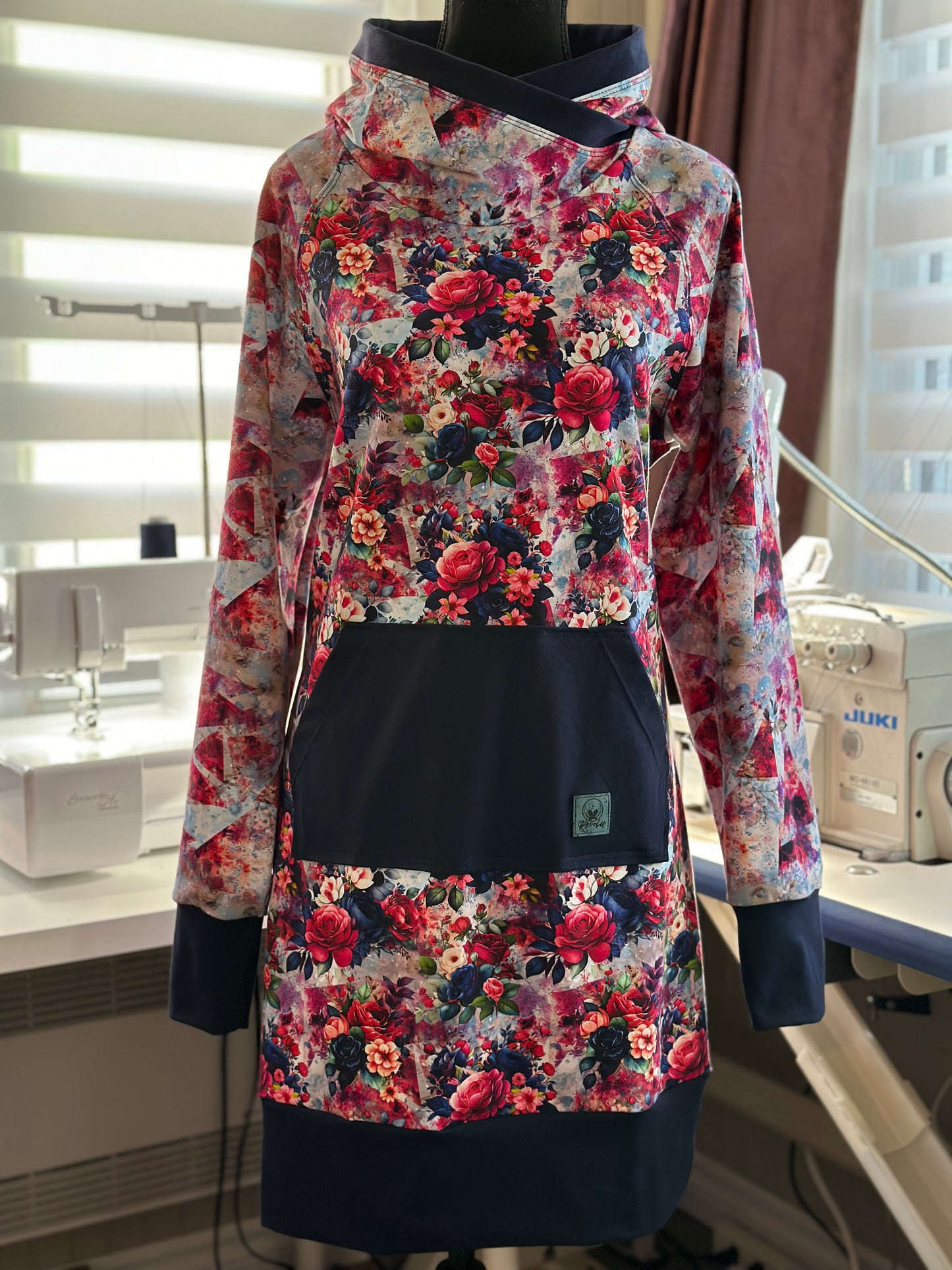Hoodie tunique fleuri LARGE